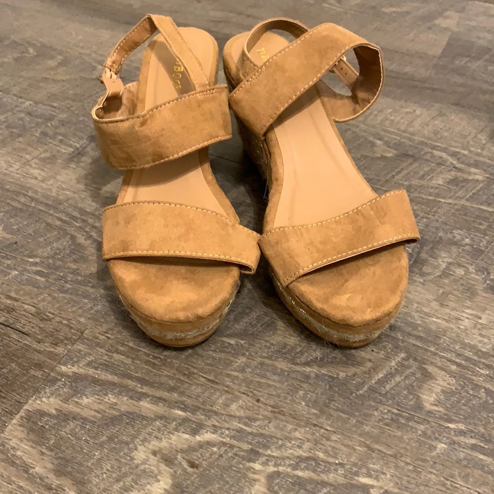 Tan colored espadrilles